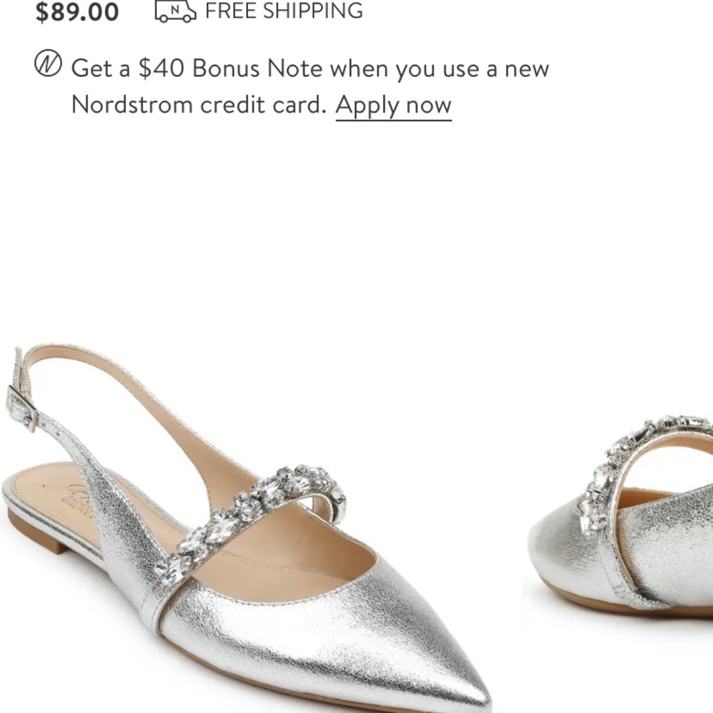 Silver jewel Badgley Mischka flat dress shoes